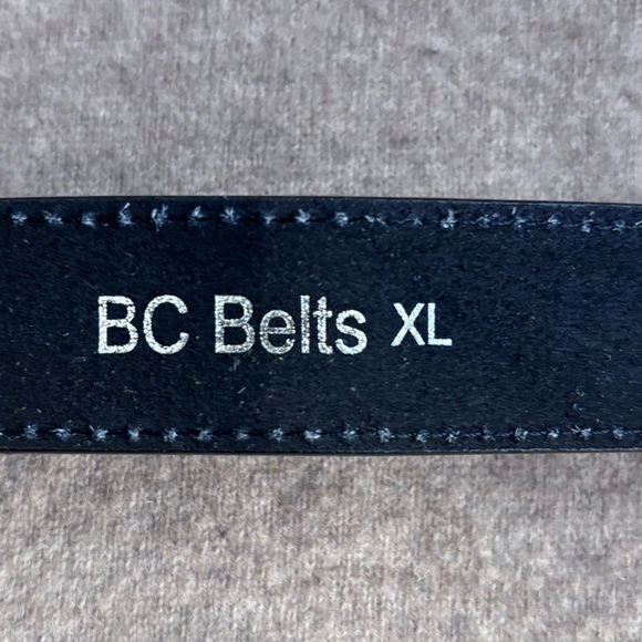 BC BELT Sz XL Black Belt Ornate Beaded Buckle 3” x 4” Tooled Part 47” x 1.25” - Picture 7 of 7